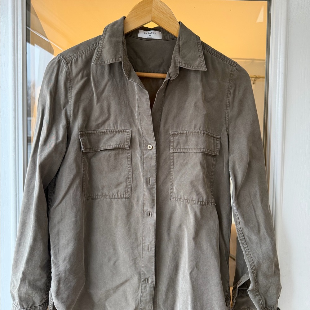 Babaton Taupe/green Button-Up Blouse
